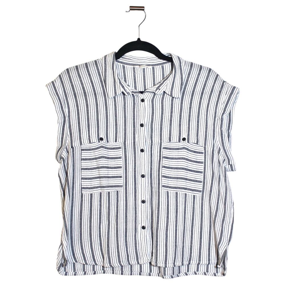KOTON Striped Crop Top Grey White Size Large